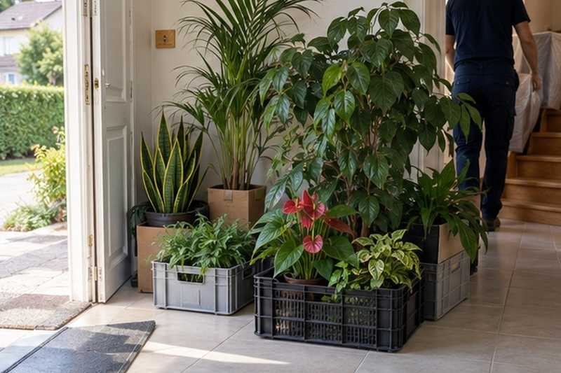 Plantes regroupées pour le transport