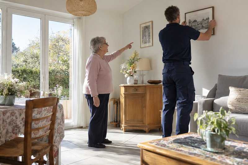 Cadres raccrochés dans le nouveau logement
