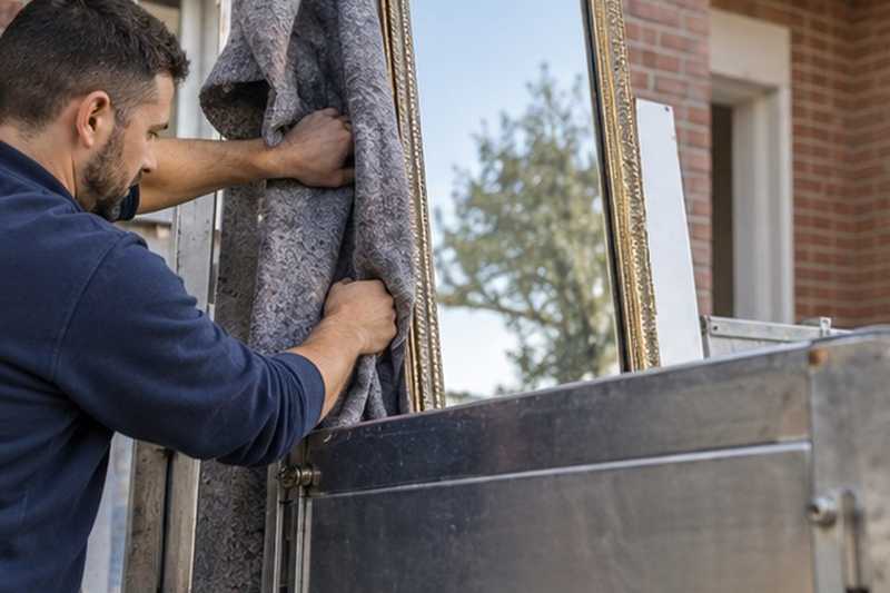 Miroir calé contre le garde-corps