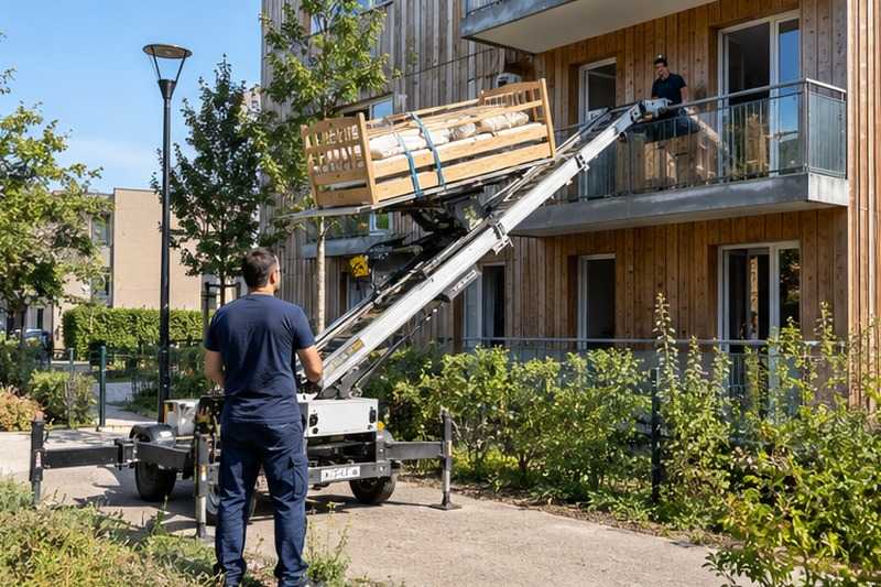 Lit superposé descendu par l’extérieur : chantier Rue Félix Buchin