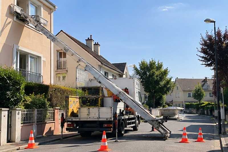 Périmètre sécurisé autour du monte-meuble : chantier Rue Aristide Briand