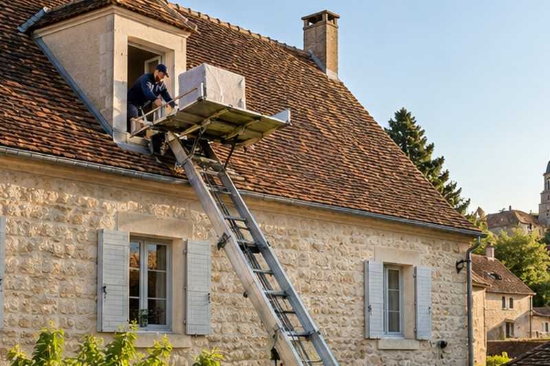 Lucarne de maison de bourg atteinte par l’échelle