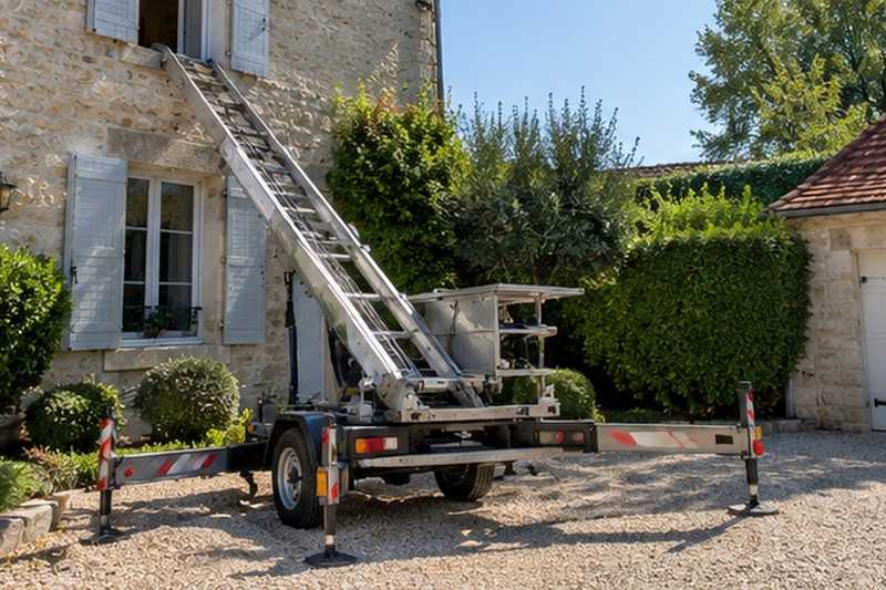 Monte-meuble sur remorque devant une villa en meulière, Meaux