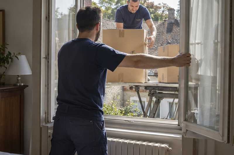 Réception des cartons depuis l’intérieur : chantier Rue Albert Camus