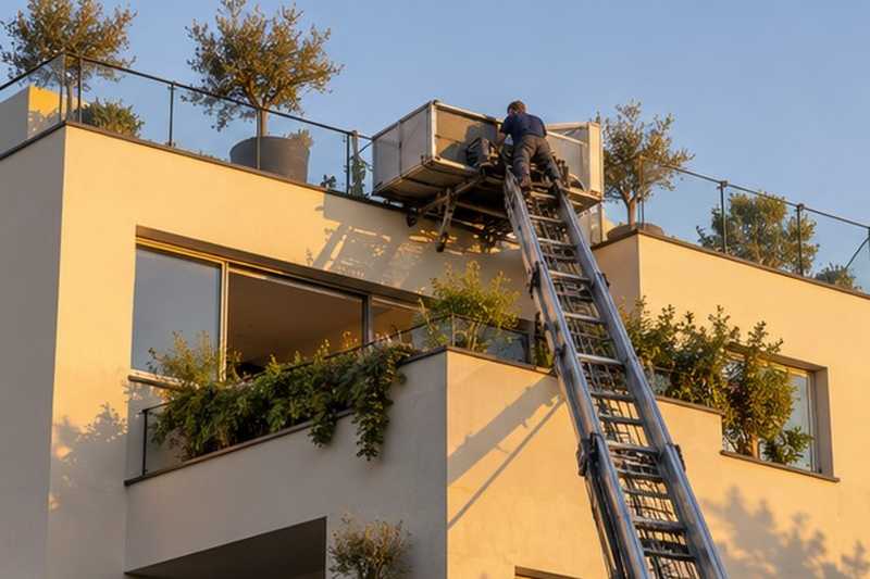 Terrasse en attique desservie : chantier Rue Alexandre Dumas
