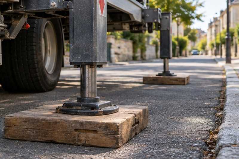 Stabilisateurs calés sur madriers